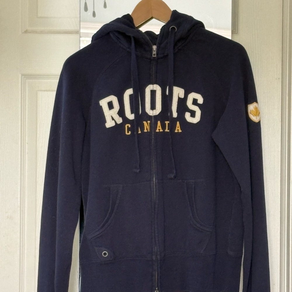 Roots Dark Blue Zip up hoodie with Yellow Emblem